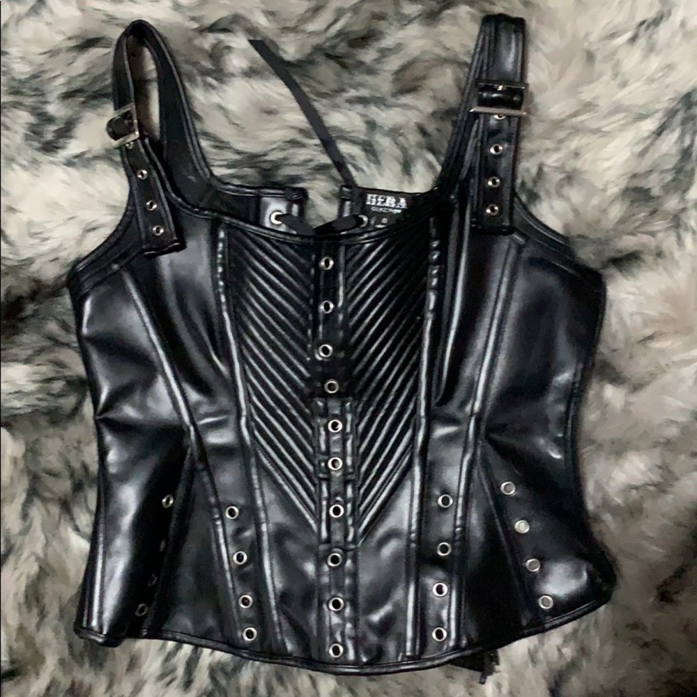 Hera Black Leather Corset